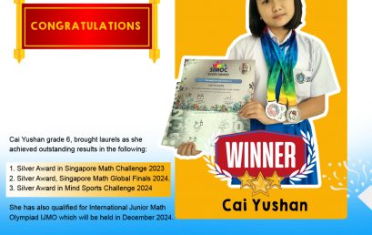 Congratulations to Cai Yushan (Grade 6)